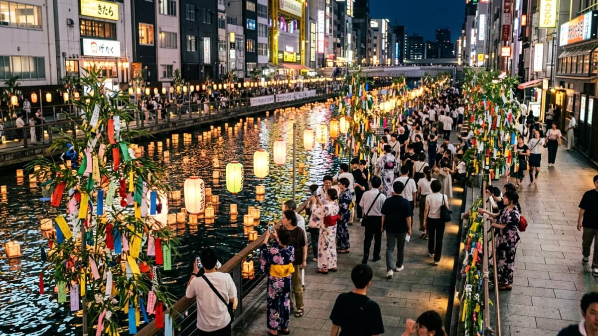 Đêm Tanabata tại Osaka: Dòng sông ánh sáng lung linh thu hút du khách